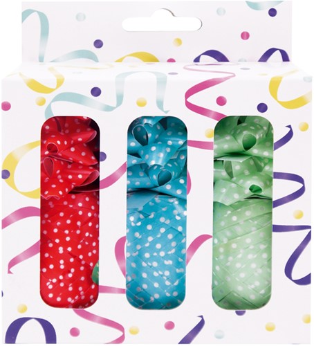 Cadeauversierset 3 rollen lint en 9 strikken assorti