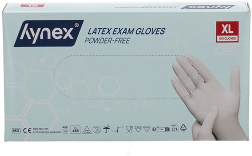 Handschoen Hynex latex XL wit 5gr 100 stuks