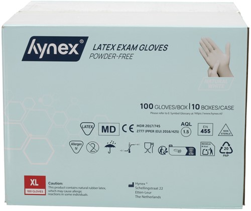 Handschoen Hynex latex XL wit 5gr 100 stuks-3