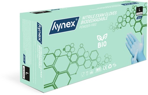 Handschoen Hynex nitril Bio L blauw 3.5gr 100 stuks-2