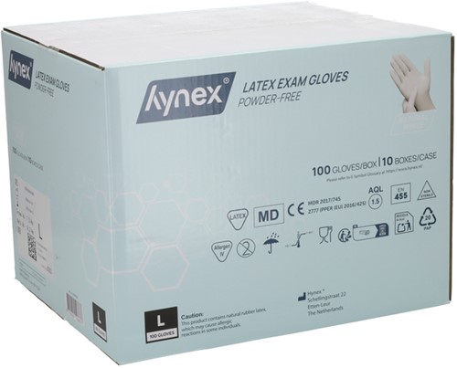 Handschoen Hynex latex L wit 5g 100 stuks-2