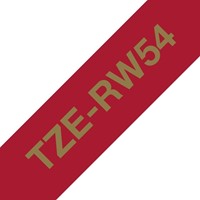Labeltape Brother P-touch TZe-RW54 24mm goud op wijnrood-2