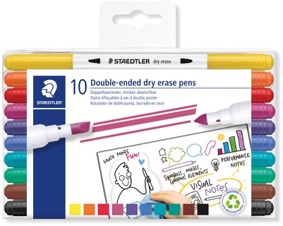 Whitebordstiften Staedtler dry erase dubbele punt set à 10 kleuren
