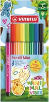 Viltstift STABILO Pen 68 Animal Vibes mini medium assorti 8 stuks