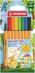 Fineliner STABILO point 88 Animal Vibes mini fijn assorti blister à 8 stuks