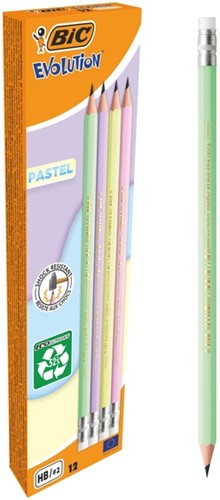 Potlood Bic HB met gom pastel assorti