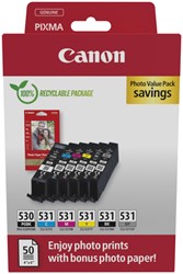 Inktcartridge Canon PGI-530 CLI-531 2 x zwart + 4 kleuren