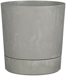 Plantenpot Mica Coco met schotel rond hoogte 23,5 Ø22,5 cm grijs