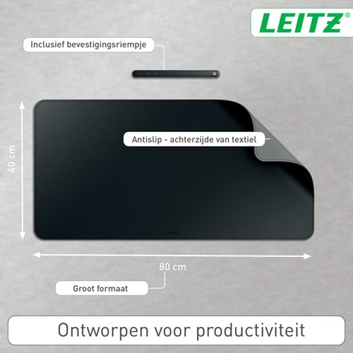Bureau-onderlegger Leitz 80x40cm oprolbaar zwart-2