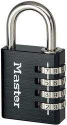 Hangslot MasterLock combinatieslot aluminium + hoofdsleutel 40mm