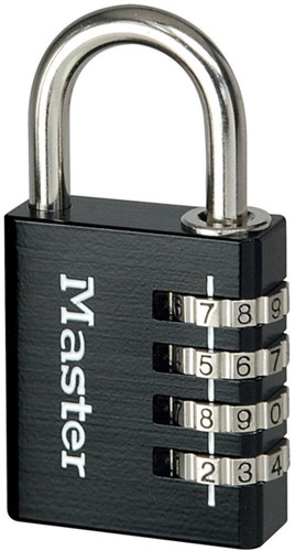Hangslot MasterLock combinatieslot aluminium + hoofdsleutel 40mm