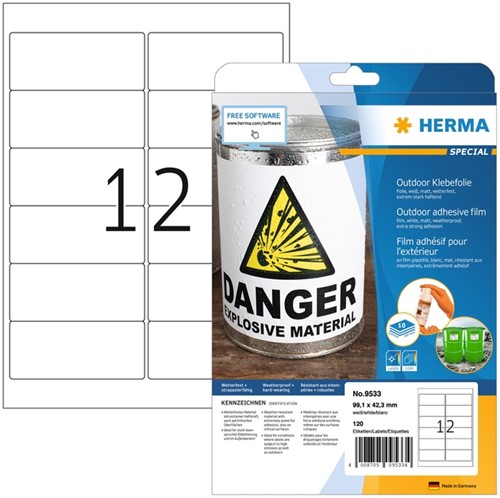 Etiket HERMA 9533 99.1x42.3mm weerbestendig 120 stuks