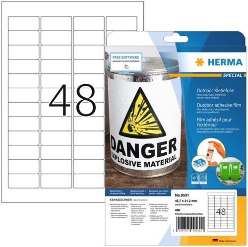 Etiket HERMA 9531 45.7x21.2mm weerbestendig 480 stuks
