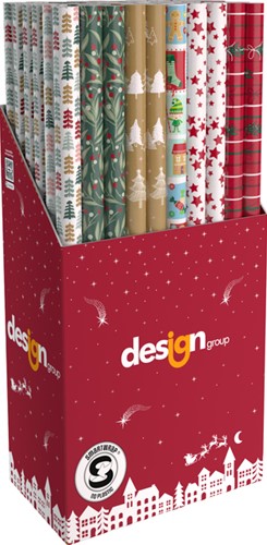 Inpakpapier Kerst 500x70cm assorti