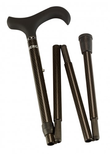 Wandelstok Able2 opvouwbaar carbon soft derby handvat zwart