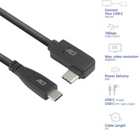 Kabel ACT USB-C standaard naar USB-C hoek 10Gbps 2m-2
