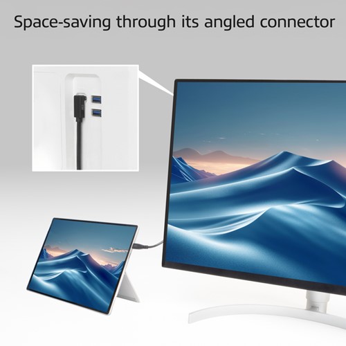 Kabel ACT USB-C standaard naar USB-C hoek boven/beneden 10Gbps 2m-3