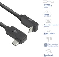Kabel ACT USB-C hoek links/rechts USB-C hoek boven/beneden 10Gbps 1m-2