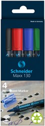Permanent marker Schneider Maxx 130 rond 1-3mm assorti 4 stuks