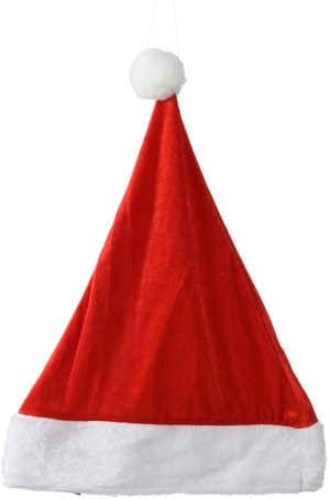 Kerstmuts polyester rood met witte pompom