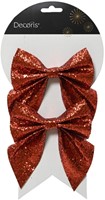 Strik Decoris rood glitter 13cm set à 2 stuks