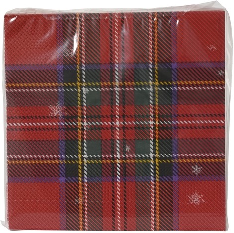 Servet Decoris Engelse ruit rood  33x33cm