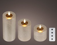 Ledkaars Lumineo fire flame effect zilver set à 3 groottes-3