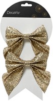 Strik Decoris goud glitter 13cm set à 2 stuks