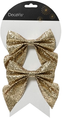 Strik Decoris goud glitter 13cm set à 2 stuks