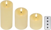 Ledkaars Lumineo fire flame effect creme set à 3 groottes