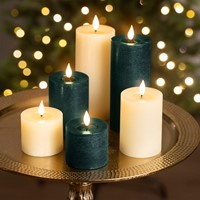Ledkaars Lumineo fire flame effect creme set à 3 groottes-2