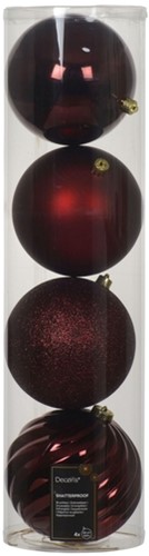 Kerstballenmix Decoris Ossenbloed koker à 4 stuks