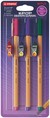 Fineliner STABILO point 88 charm K-Pop assorti blister à 3 stuks
