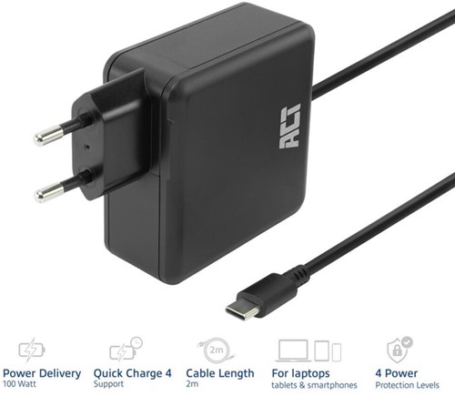 Laptoplader ACT USB-C 100W PD 2 meter-3