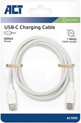 Kabel ACT 2.0 USB-C 60W 1 meter wit