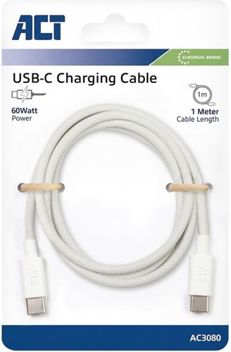 Kabel ACT 2.0 USB-C 60W 1 meter wit