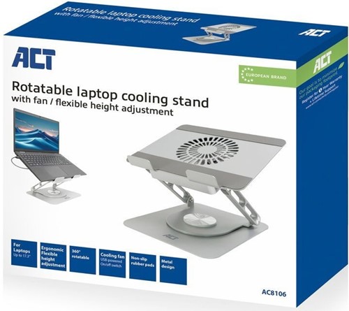 Laptopstandaard ACT 360 draaibaar met ventilator-2