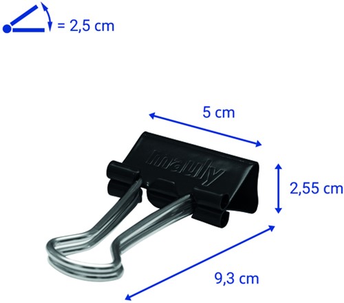 Papierklem MAULy 214 foldback 50mm zwart 12 stuks-2