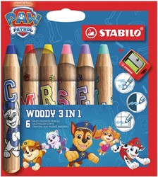 Kleurpotloden STABILO woody 3 in 1 Paw Patrol + slijper 6st