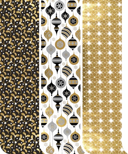 Inpakpapier Kerst Elegant Metallic  200x70cm assorti-2