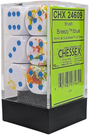 Dobbelsteen Chessex Breezy/blue D6 16mm set à 12 stuks-3