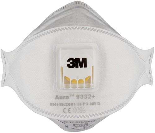 Stofmasker 3M Aura Comfort Cool Flow 9332 FFP3 met ventiel 10 stuks-3