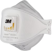 Stofmasker 3M Aura Comfort Cool Flow 9332 FFP3 met ventiel 10 stuks-1