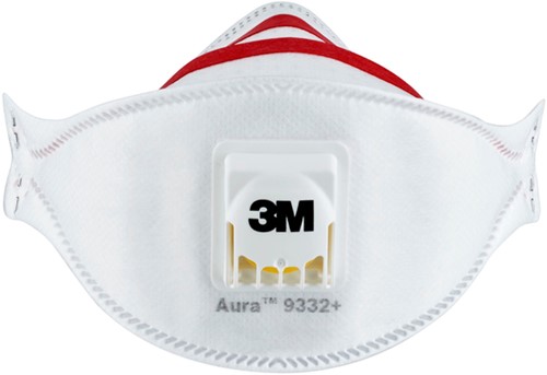 Stofmasker 3M Aura Comfort Cool Flow 9332 FFP3 met ventiel 2 stuks-3