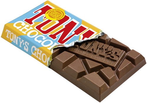Chocolade Tony's Chocolonely melk karamel gepofte rijst 180 gram