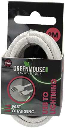 Kabel Green Mouse USB-A to Lightning data Woven 2m blisterverpakking