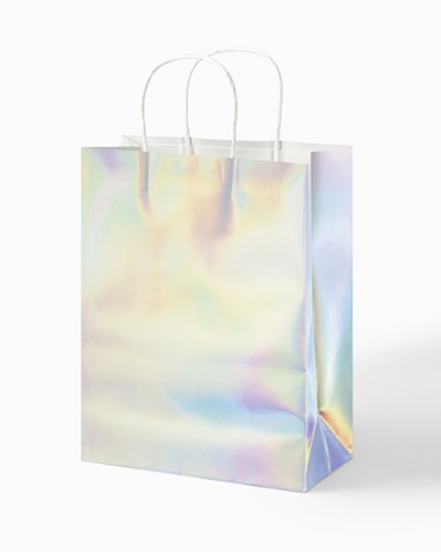 Cadeautas Folia irisierend kraft 24x31x12cm zilver 20 stuks-2