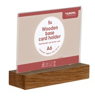 Kaarthouder Europel acryl houten voet A6 liggend 5 stuks-3