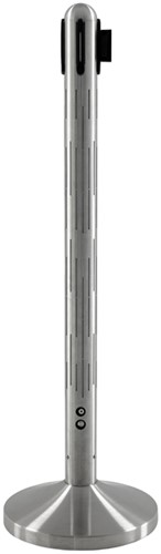 Afzetpaal Securit Nova RVS met rolband en RGB-verlichting 100cm zilver