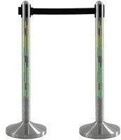 Afzetpaal Securit Nova RVS met rolband en RGB-verlichting 100cm zilver-2